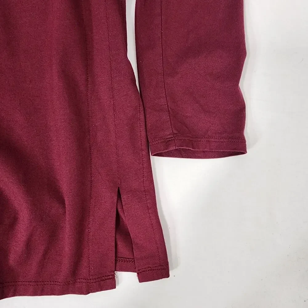 J. Jill Women Luxe Supima Forward Seam Tunic Top S Petite Bordeaux Knit Pullover